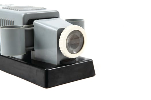 old projector (diascope from 1950) isolated on the white background
