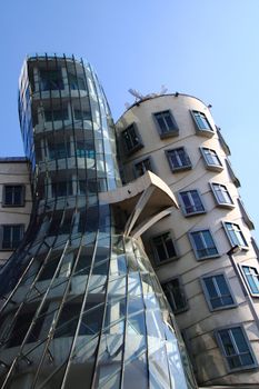 dancing house in the Prague - old modern architecture