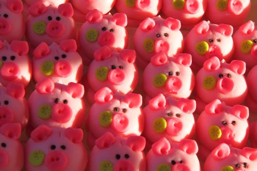 pink pigs as very sweet czech marzipan deserts 