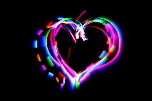 heart from the color lights in the dark night