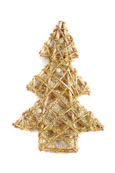 golden christmas tree isolated on the white background