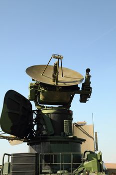 military radar station with nice blue sky background