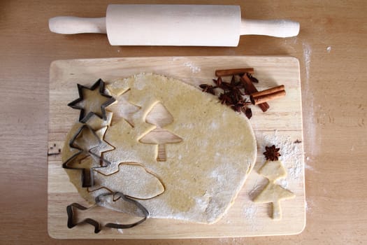 preparing ginger bread as nice christmas background