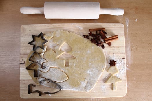 preparing ginger bread as nice christmas background