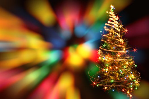 abstract color christmas tree from xmas lights 