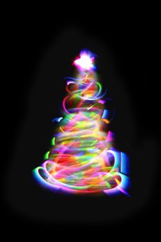 abstract color christmas tree from xmas lights 