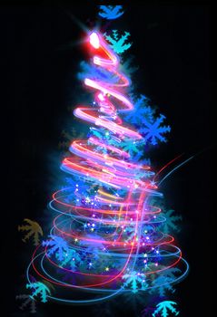 christmas tree from the color lights as nice xmas background
