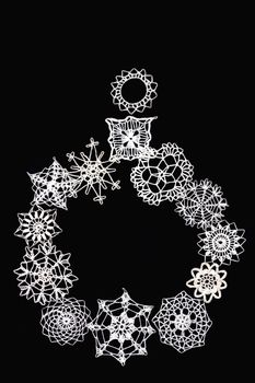 christmas snowflakes decoration on the black background