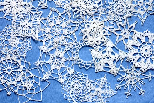 christmas snowflakes decoration on the blue background