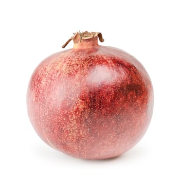 Single Ripe Pomegranate Over The White Background