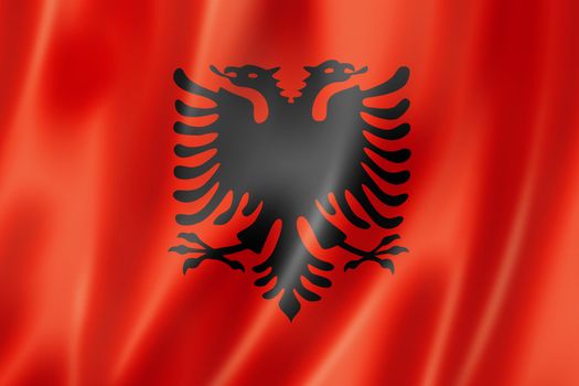 Albania flag, three dimensional render, satin texture