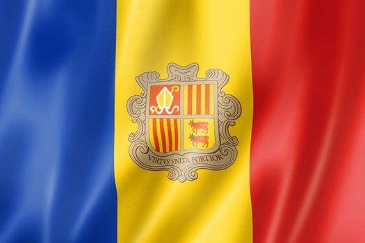 Andorra flag, three dimensional render, satin texture