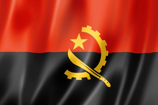 Angola flag, three dimensional render, satin texture