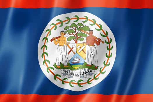 Belize flag, three dimensional render, satin texture