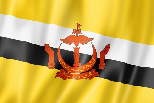 Brunei flag, three dimensional render, satin texture