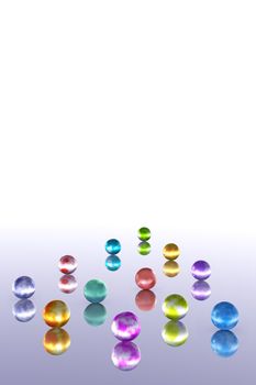 This image shows colored crystal balls