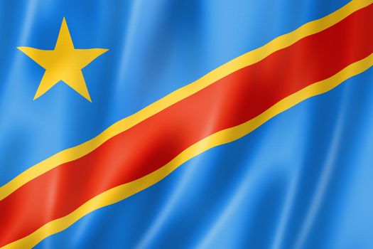 Democratic Republic of the Congo flag, three dimensional render, satin texture