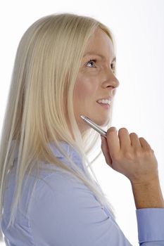 Young business woman on isolated background