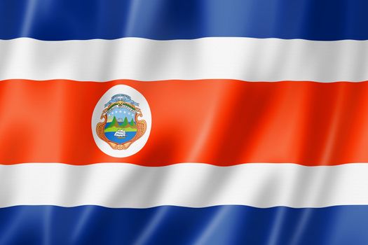 Costa Rica flag, three dimensional render, satin texture