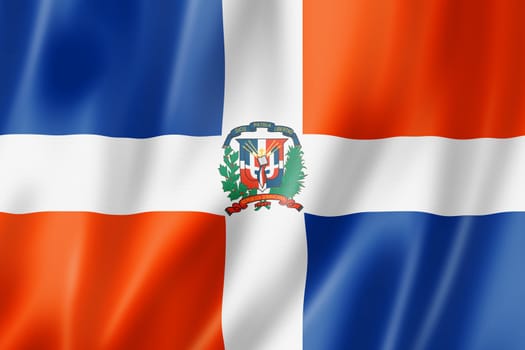 Dominican Republic flag, three dimensional render, satin texture