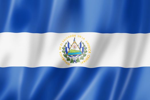 El Salvador flag, three dimensional render, satin texture