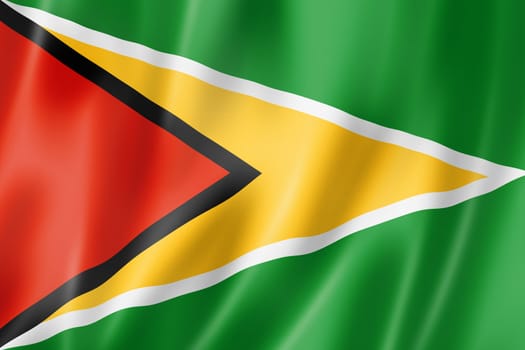 Guyana flag, three dimensional render, satin texture