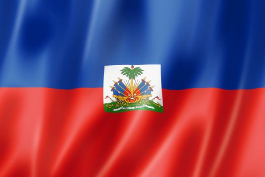 Haiti flag, three dimensional render, satin texture