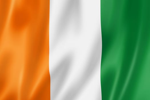 Ivory Coast flag, three dimensional render, satin texture