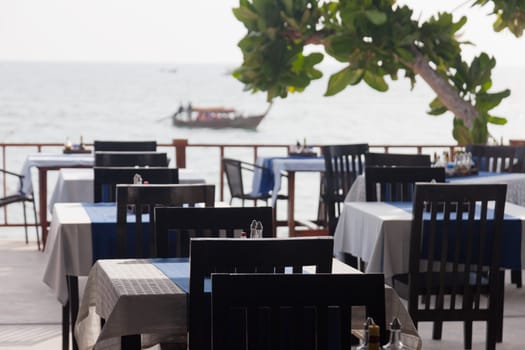 Restaurant verandah overlooking the sea