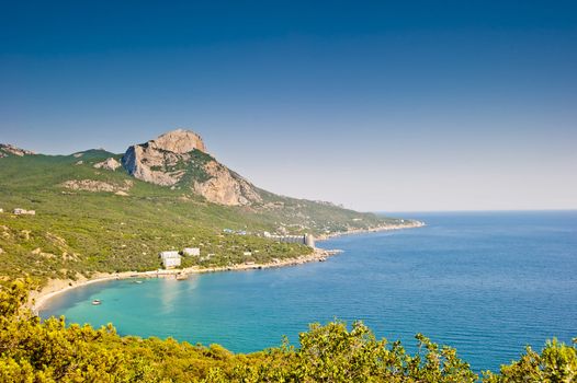 Landscape with a mountain in the sea. Crimea. Ukraine.