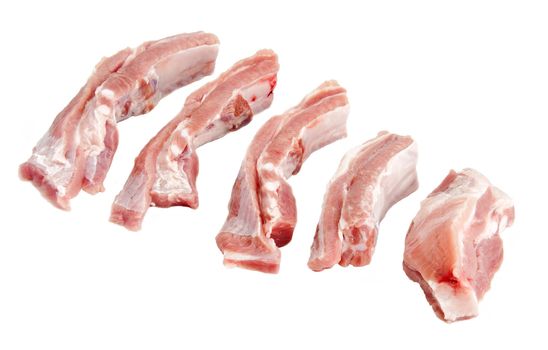 pieces fresh pork meat isolated on white background