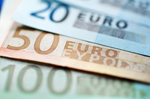 Euro Banknotes closeup. narrow focus.