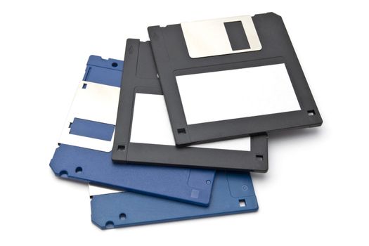 Computer floppy disk closeup on white 