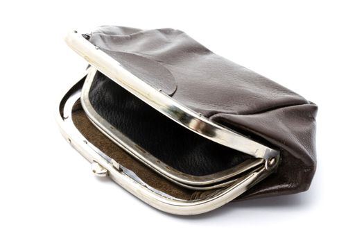Old purse isolated on white background 