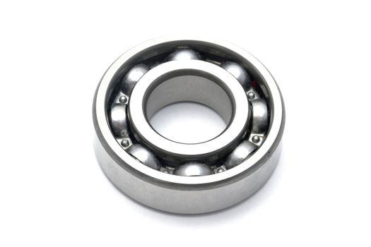 Ball bearing closeup on white background 