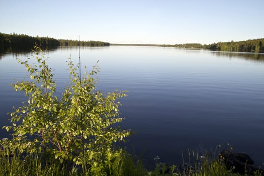 Blue sky and clear lake