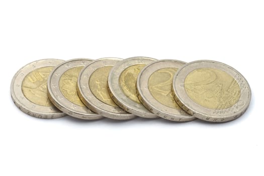 Euro coins isolated on white background 