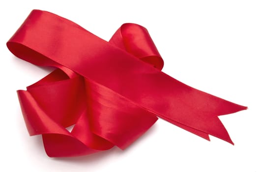 Red ribbon isolated on white background 