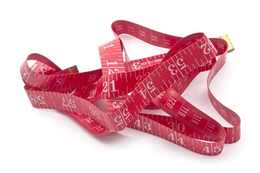 Tape measure closeup on white background 