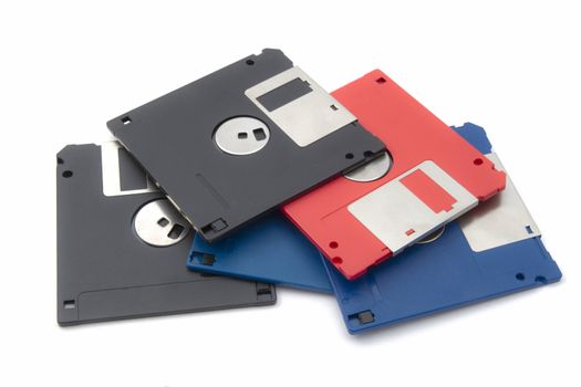Computer floppy disk closeup on white 