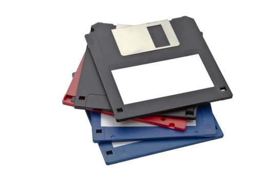 Computer floppy disk closeup on white 