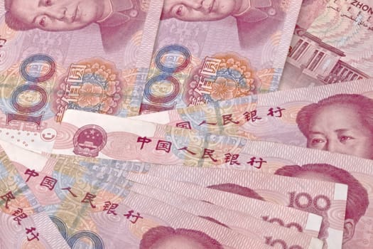 Yuan banknotes closeup