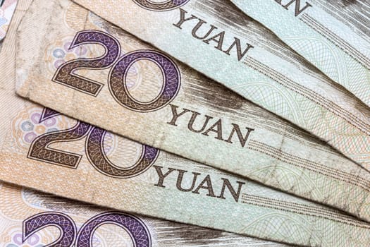 Chinese currency - 20 yuan background 