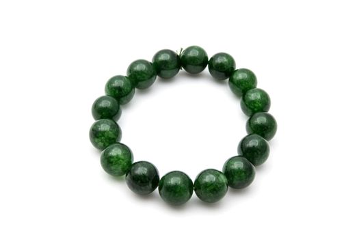 Beautiful green bead bracelet isolated on white