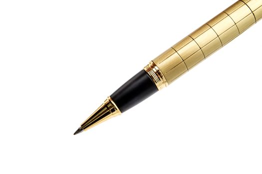 Gold Ballpoint Pen Isolated On White background