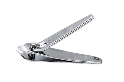 stainless steel nail clippers isolated on white background 