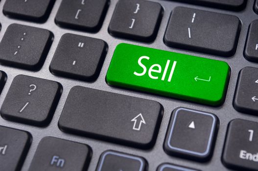 sell message on keyboard, to sell something or sell concept for stock market.