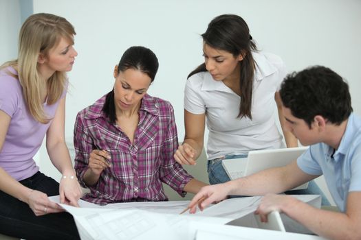 Group of professionals with background