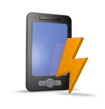 smartphone and flash symbol - 3d illustration