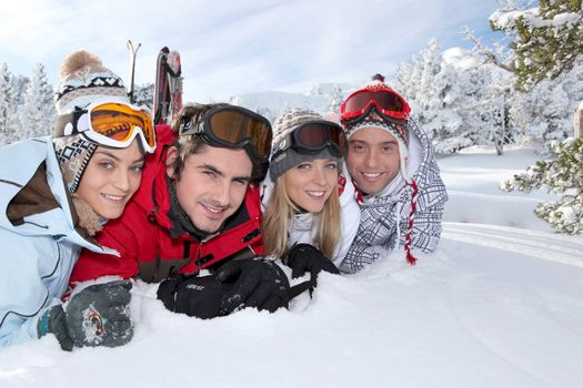 Friends on a skiing holiday together